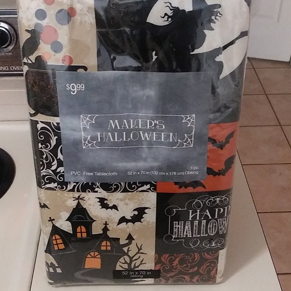 This table cloth is free with a Halloween purchase